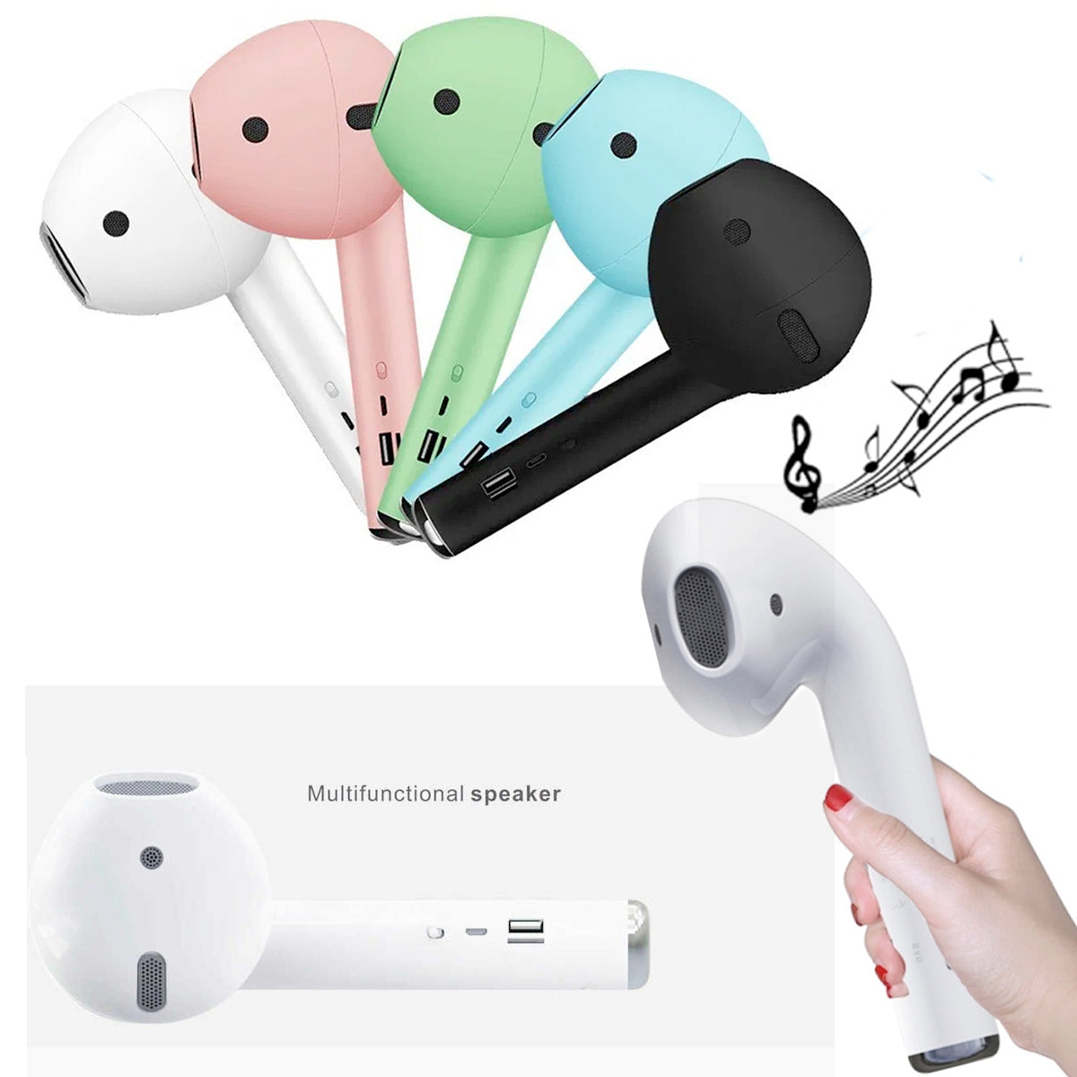 Giant Wireless Bluetooth Air Pod Shaped Speaker FM Radio AUX